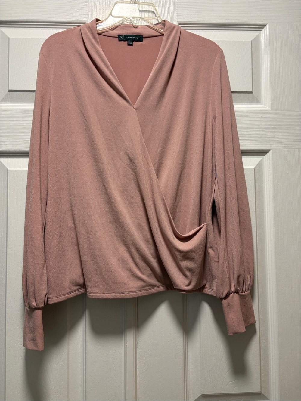 Liz Claiborne Dusty Rose Surplice Long-Sleeve Top